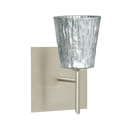 Besa Lighting Besa Wall With SQ Canopy Nico 4 Satin Nickel Stone Silver Foil 1x40W G 1SW-5125SF-SN-SQ